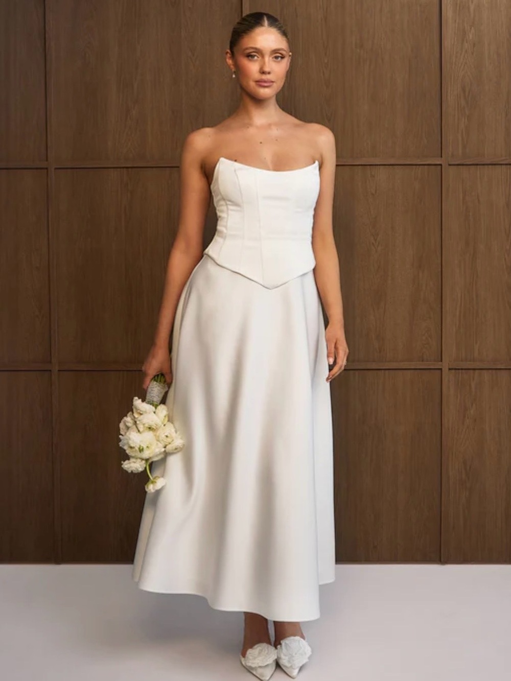 Six Stories - Satin Corset Midi Dress